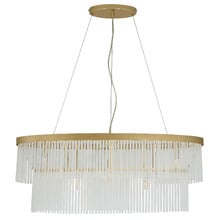 Richards Brushed Brass Glass 2 Tier 5 Light Chandelier